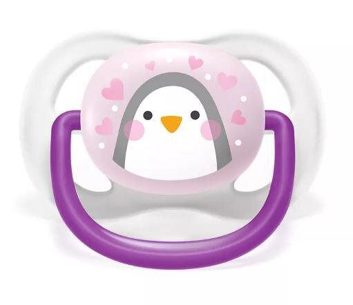 Пустушка силіконова Philips Avent Ultra Air Animal SCF080/06 ортодонтична, для дівчаток, 0-6 місяців, 2 шт