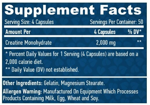 Креатин моногідрат Haya Labs Creatine monohydrate (Sports) 500 мг капсули №200