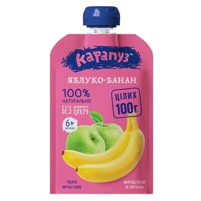 Пюре фруктове Карапуз Яблуко і банан 100 г