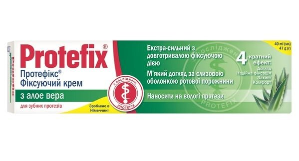 Протефікс фіксуючий крем з алое вера д/зуб. протезів,, екстра-сильної фіксації, 40 мл