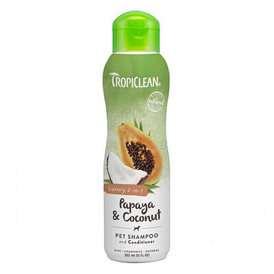 Шампунь-кондиціонер TropiClean Papaya & Coconut зволожуючий для собак та котів, 355 мл
