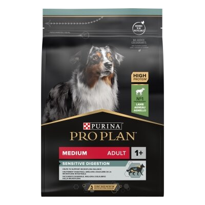 Корм сухий Purina Pro Dog Medium Adult 1+ Sensitive Digestion для дорослих собак середніх порід з чутливим травленням, з ягням, 3 кг