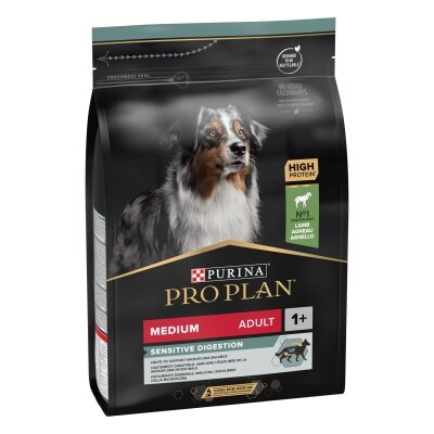 Корм сухий Purina Pro Dog Medium Adult 1+ Sensitive Digestion для дорослих собак середніх порід з чутливим травленням, з ягням, 3 кг