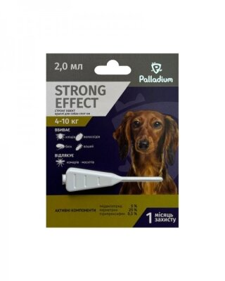 Краплі на холку Palladium Strong Effect від паразитів для собак вагою 4-10 кг по 2 мл, 1 піпетка