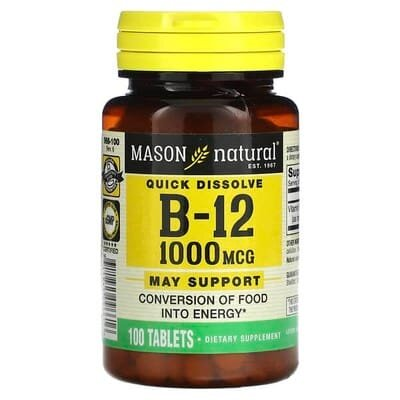 Вітамін B12 1000 мкг Mason Natural Vitamin B12, 60 таблеток