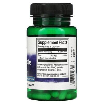 Цинк цитрат Swanson Zinc Citrate капсули по 50 мг №60