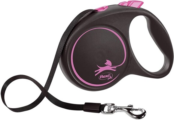 Повідець-рулетка Trixie 12376 Flexi Black Design, рожева (стрічка) L 5 м, до 50 кг