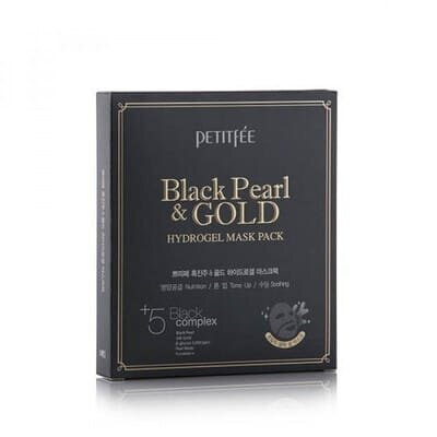 Маска для обличчя гідрогелева Petitfee Black Pearl&Gold Hydrogel Mask Pack Чорний Перли-Золото 32 г, 5 штук