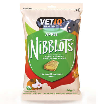 Ласощі для гризунів VetIQ Nibblots з яблуками для здоров'я шкіри та шерсті, 30 г