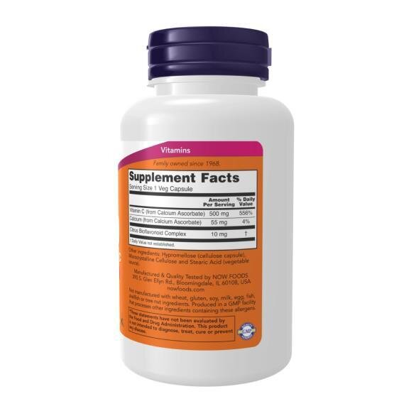 Вітамін С Кальцію Аскорбат-С NOW C-500 Calcium Ascorbate-C вег. капсули №100