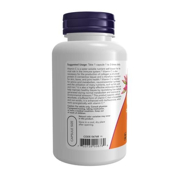 Вітамін С Кальцію Аскорбат-С NOW C-500 Calcium Ascorbate-C вег. капсули №100