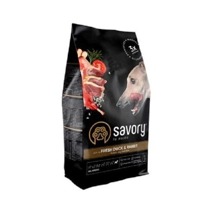 Корм сухий для собак усіх порід Savory 30167 зі свіжим м’ясом качки та кроликом, 1 кг