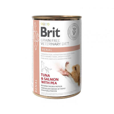 Корм вологий Brit VetDiets Renal для собак з хронічною нирковою недостатністю, тунець та лосось, 400 г