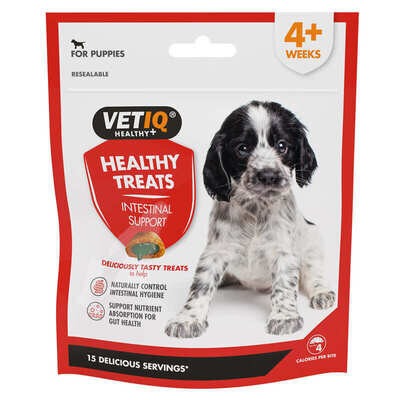 Ласощі для цуценят VetIQ Healthy Treats Intestinal Support для покращення травлення з птицею та водоростями, 50 г