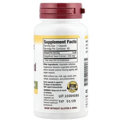 Грейпфрута насіння екстракт NutriBiotic Grapefruit Seed Extract 250 мг, 60 капсул