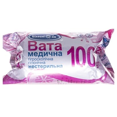 Вата нестерильна «Білосніжка» медична гігієнічна, ролик 100 г