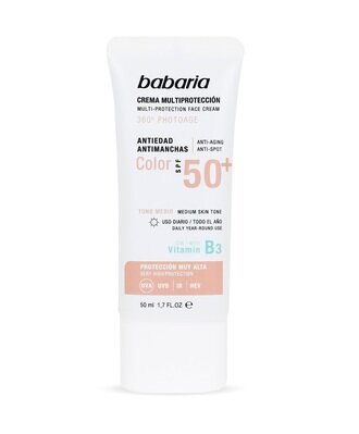 Крем сонцезахисний для обличчя Babaria SPF50+ антивіковий тонуючий, 50 мл