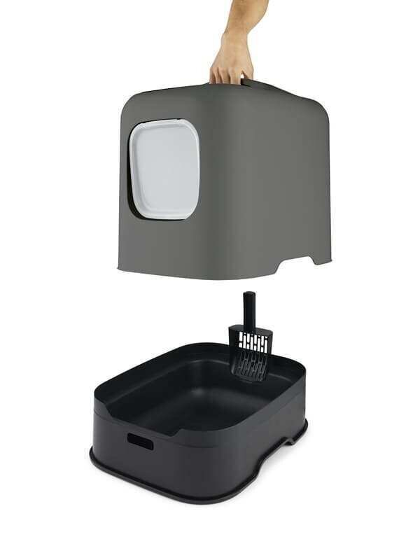 Туалет закритий Rotho MyPet Cat Toilet Biala ECO для котів з фільтром та совком у комплекті, колір антрацит