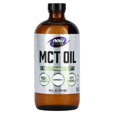 МСТ олія NOW Sports MCT Oil, 473 мл у скляній пляшці
