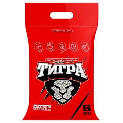 Наповнювач для туалету Collar Тигра бентонітовий натуральний крупний, 5 кг