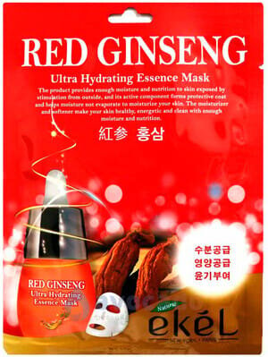 Маска тканинна для обличчя Ekel Red Ginseng з екстрактом червоного женьшеню, 25 мл