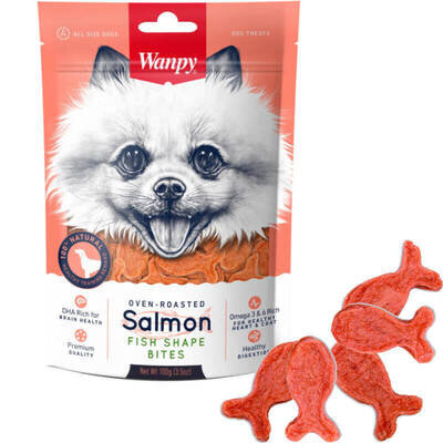 Ласощі для собак Wanpy Salmon Fish Shape Bites з лосося для собак, 100 г