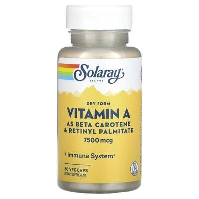 Вітамін А Solaray Vitamin A 7500 мкг, 60 вегетаріанських капсул