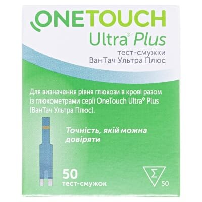 Тест-смужки One Touch Ultra Plus для глюкометра, 50 штук