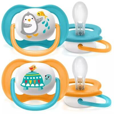 Пустушка силіконова Philips Avent Ultra Air Animal SCF080/12 ортодонтична, 6-18 місяців, 2 шт