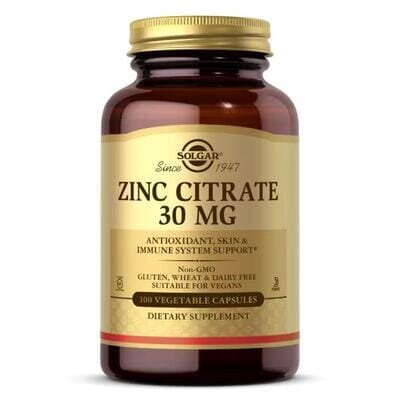 Цинк цитрат Solgar Zinc Citrate 30 мг вег. капсули №100