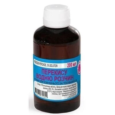 Перекис водню розчин д/зовн. заст. 3 % по 200 мл у флак. полім.