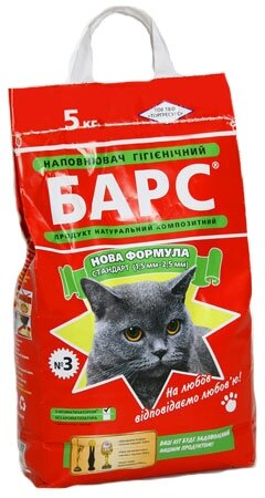 Наповнювач для котячого туалету Барс №3 стандарт, бентонітовий (1,5-2,5 мм) з ароматом, 5 кг