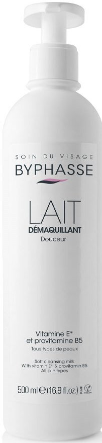 Молочко Byphasse Soft Cleansing для очищення обличчя та очей від макіяжу з дозатором, 500 мл