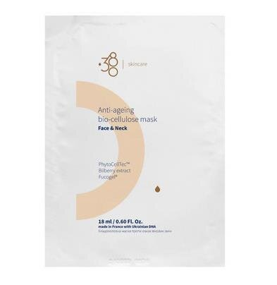 Маска для обличчя та шиї 380 Skincare Anti-Ageing біоцелюлозна проти вікових змін, 18 мл