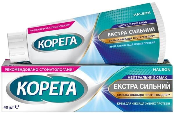 Крем Корега (Corega) для фіксації зубних протезів Екстра сильний Нейтральний смак, 40 г
