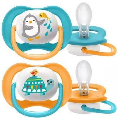 Пустушка силіконова Philips Avent Ultra Air Animal SCF080/07 ортодонтична, для хлопчиків, 6-18 місяців, 2 шт