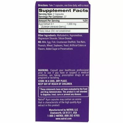 Ягоди Асаї Natrol Acai Berry 1000 мг, 75 капсул