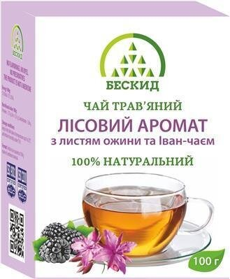 Чай трав'яний Бескид Лісовий аромат з листям ожини і Іван-Чаєм, 100 г