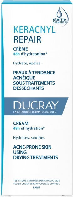 Крем для обличчя Ducray Keracnyl Repair Cream відновлюючий 48 годин зволоження, 50 мл
