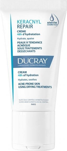 Крем для обличчя Ducray Keracnyl Repair Cream відновлюючий 48 годин зволоження, 50 мл
