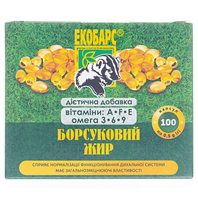 Борсуковий жир Екобарс капсули по 0,5 г №100 у бліст.