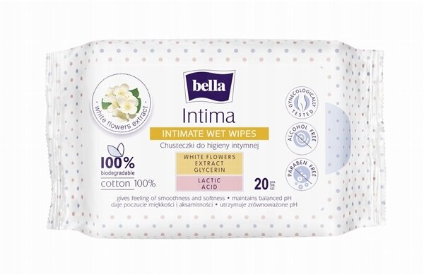 Серветки вологі Bella Intima для інтимної гігієни, 20 штук