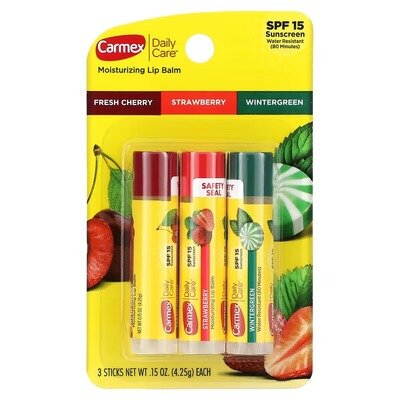 Бальзам для губ Carmex SPF15 3в1 асорті, 3 шт х 4,25 г стік