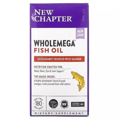 Риб'ячий жир New Chapter Wholemega Alaskan Salmon Oil 1000 мг, 180 желатинових капсул