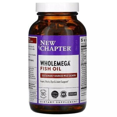 Риб'ячий жир New Chapter Wholemega Alaskan Salmon Oil 1000 мг, 180 желатинових капсул