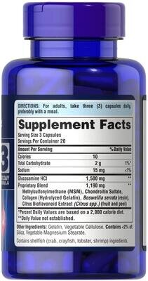Глюкозамін хондроїтин та МСМ Puritan's Pride Double Strength Glucosamine Chondroitin MSM, 60 капсул