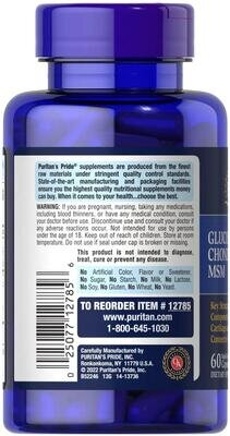 Глюкозамін хондроїтин та МСМ Puritan's Pride Double Strength Glucosamine Chondroitin MSM, 60 капсул