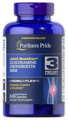 Глюкозамін хондроїтин та МСМ Puritan's Pride Double Strength Glucosamine Chondroitin MSM, 60 капсул