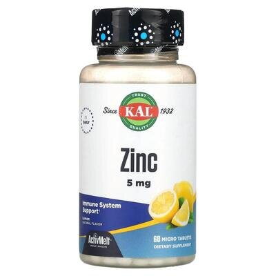 Цинк KAL Zinc смак лимону 5 мг, 60 таблеток