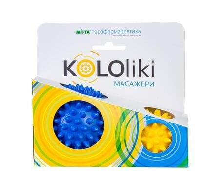 М'яч голчастий Kololiki Д83 блакитний + Д58 жовтий